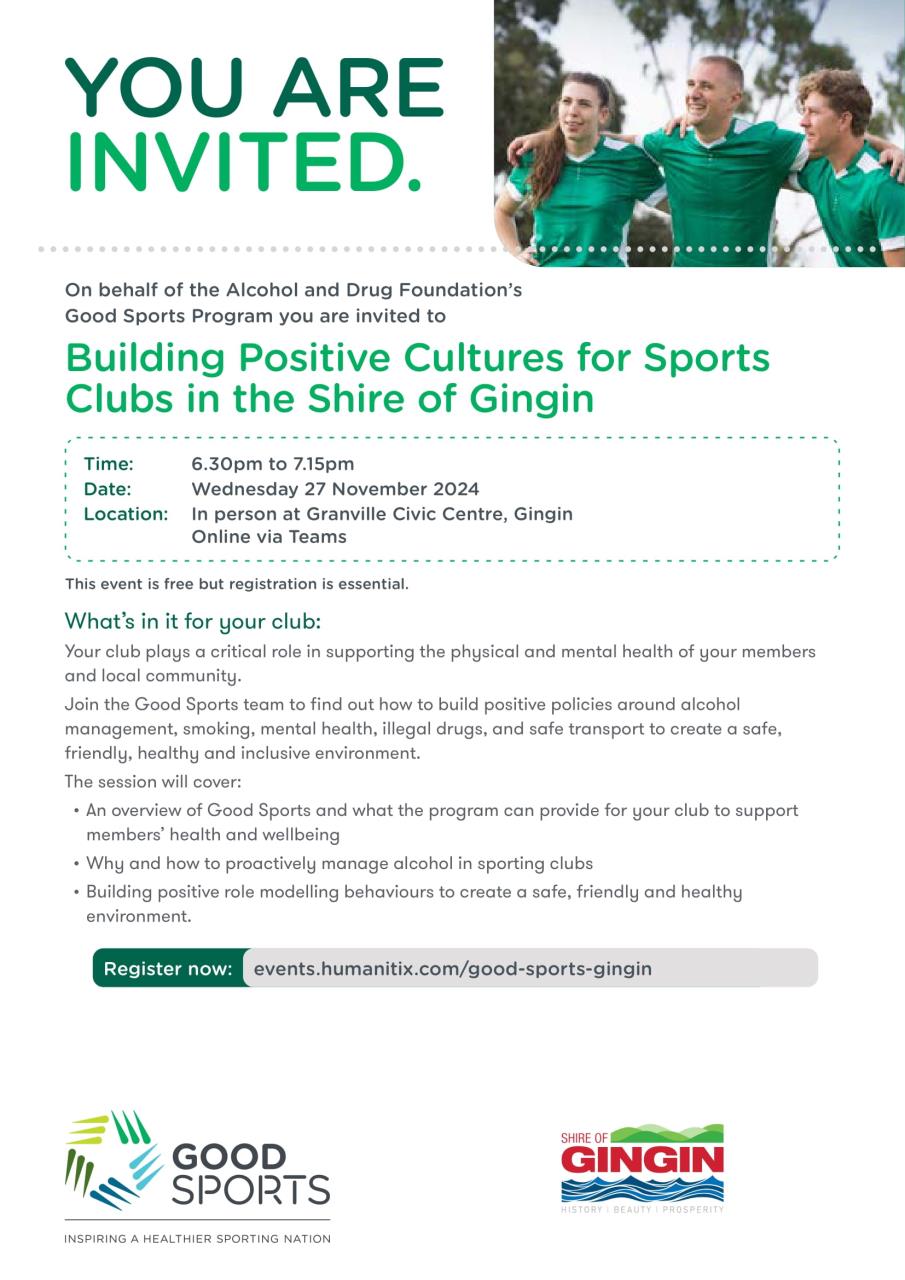 Building Positive Cultures for Sports Clubs in the Shire of Gingin