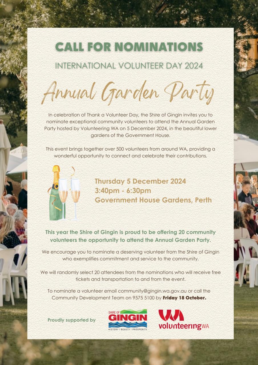 Annual Garden Party - Call for Nominations